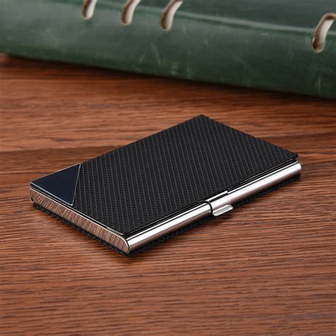 leather stainless steel business card holder|visiting card holder steel.